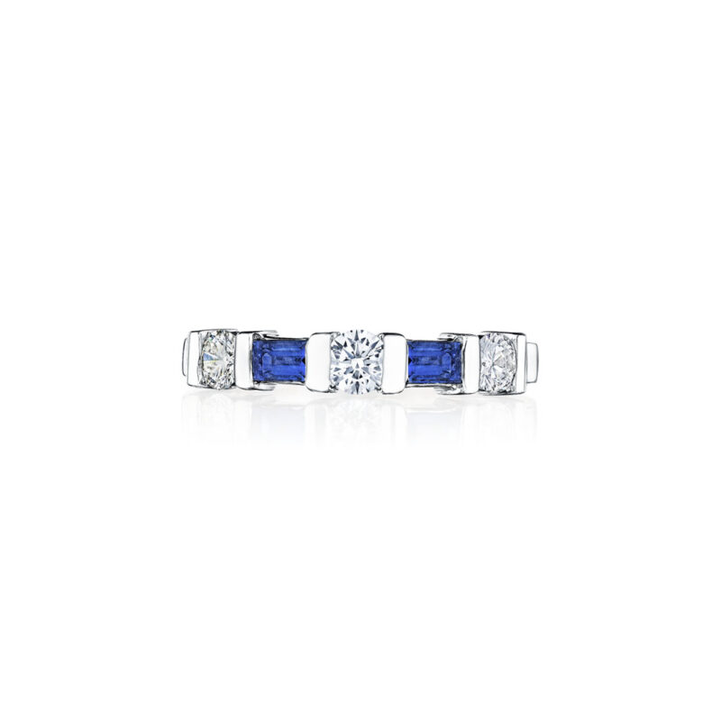 Round Diamond & Baguette Sapphire Band