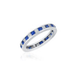Princess Cut Sapphire & Diamond Channel Set Eternity Band