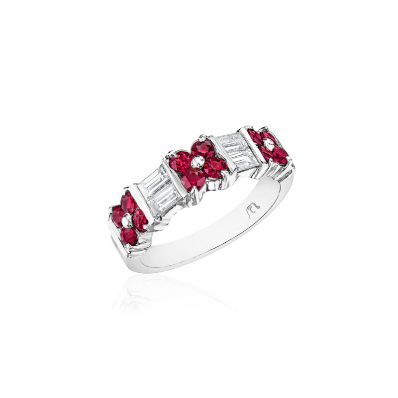 Round Ruby & Baguette Diamond Band