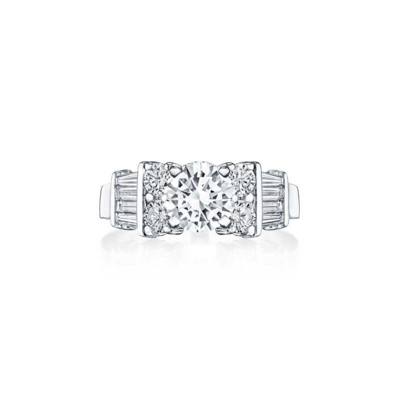 Tapered Baguette & Round Diamond Engagement Ring