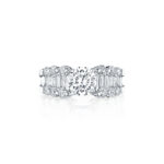 Baguette & Round Triple Row Diamond Ring