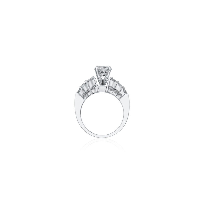 Baguette & Round Triple Row Diamond Ring