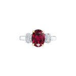 HM#7001 - Oval Ruby & Diamond 3 Stone Ring