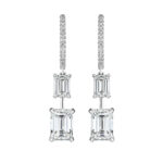 Emerald Cut & Round Diamond Earrings