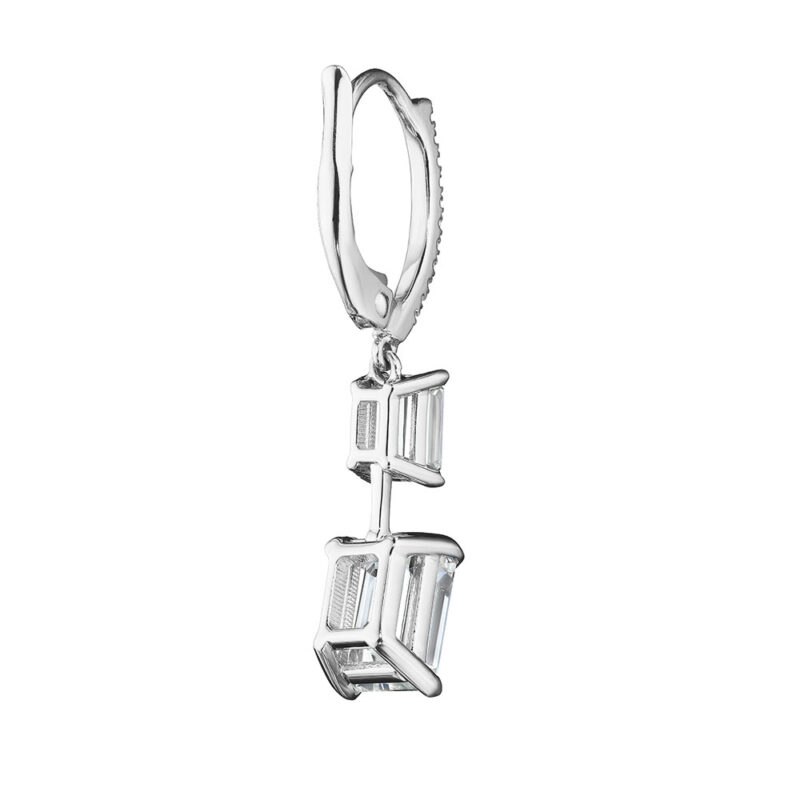 Emerald Cut & Round Diamond Earrings
