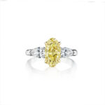 Fancy Yellow Oval & Pear Shape Diamond Ring