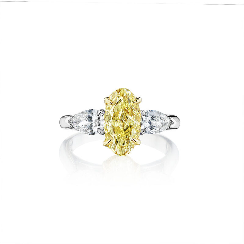 Fancy Yellow Oval & Pear Shape Diamond Ring