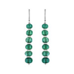 42.67ct Green Emerald Bead & Diamond Drop Earrings