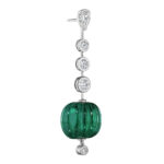 Carved Cabochon Emerald & Diamond Earrings
