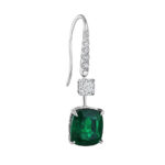 Cushion Cut Emerald & Diamond Earrings