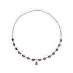Pear Shape Ruby & Round Diamond Necklace