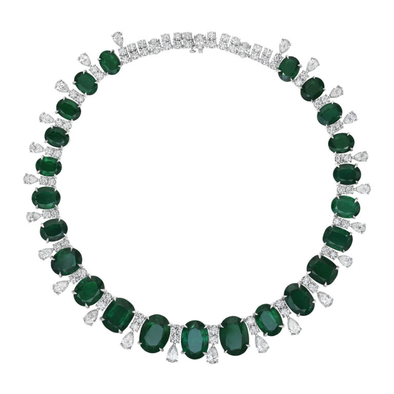 Cushion Emerald & Diamond Necklace – SES Creations