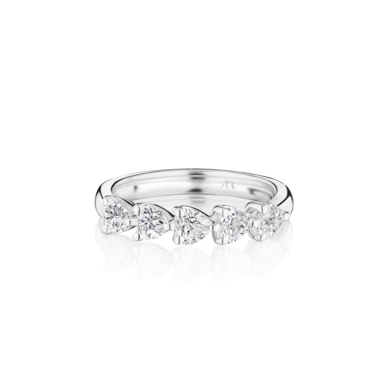 5 Stone Heart Shape Band- 1.00ctw