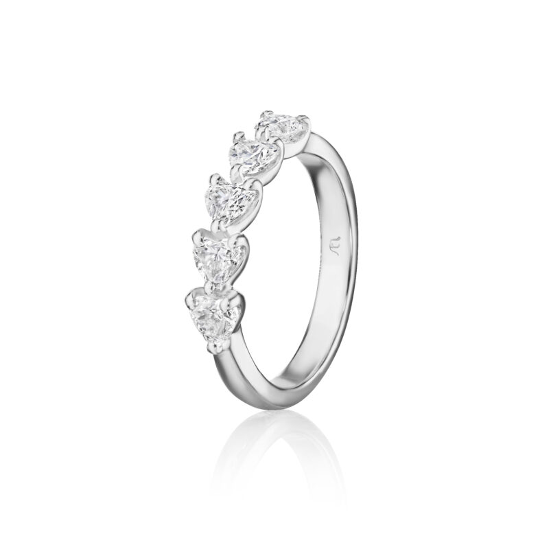 5 Stone Heart Shape Band- 1.00ctw