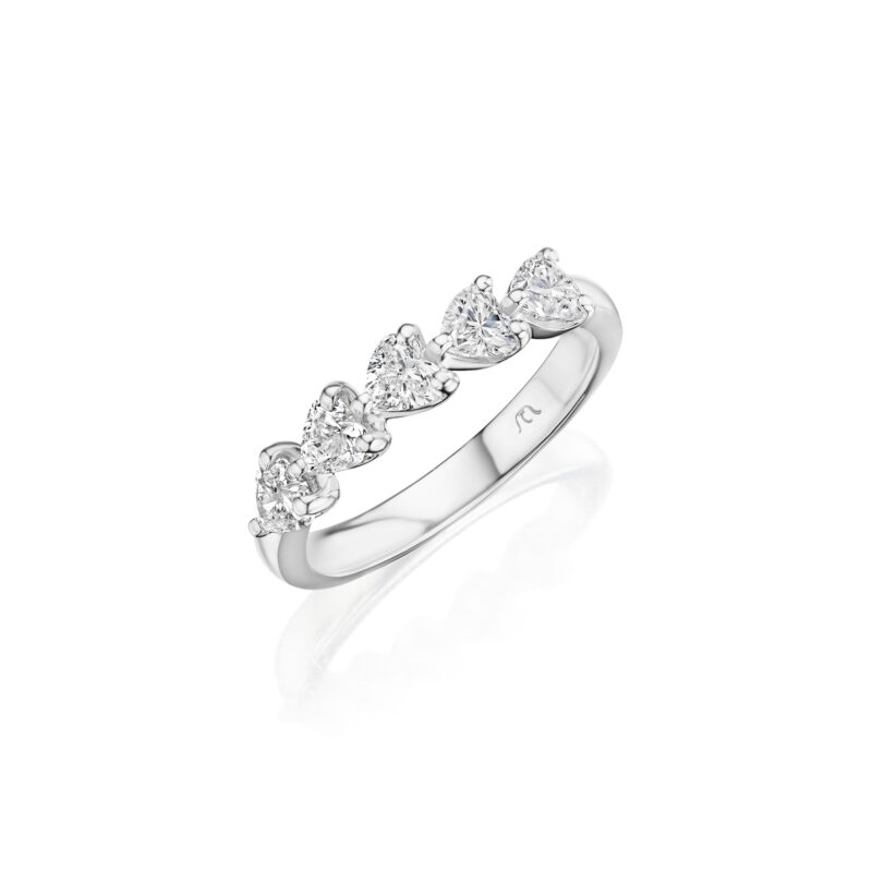 5 Stone Heart Shape Band- 1.00ctw