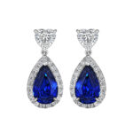 9.18ct Pear Shape Sapphire & Heart Shape Diamond Earrings