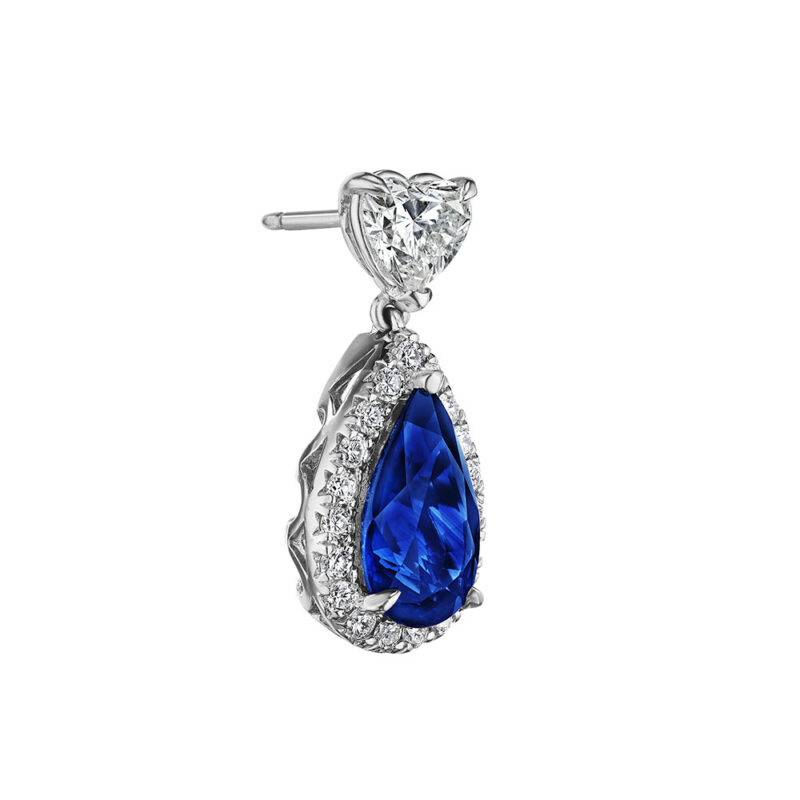 9.18ct Pear Shape Sapphire & Heart Shape Diamond Earrings
