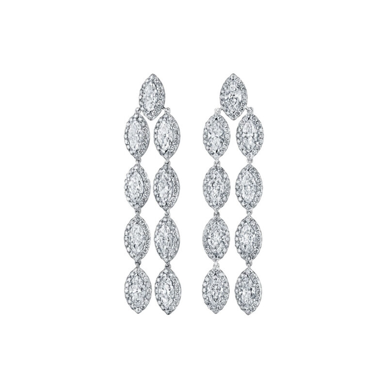 Marquise & Round Diamond Halo Earrings