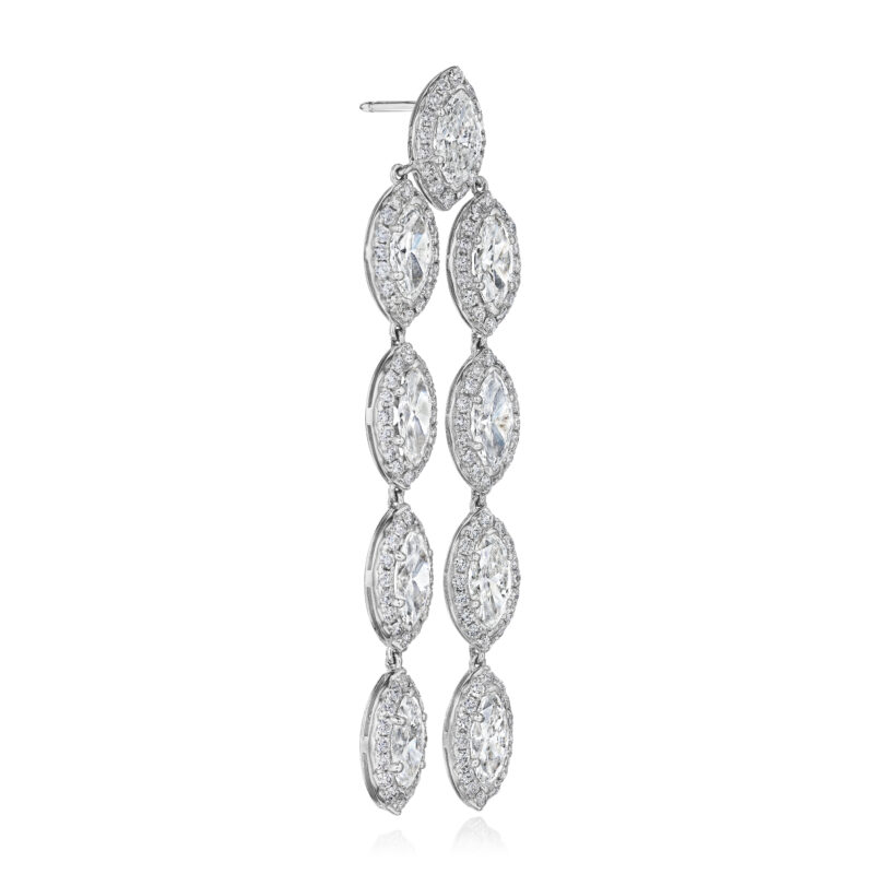 Marquise & Round Diamond Halo Earrings