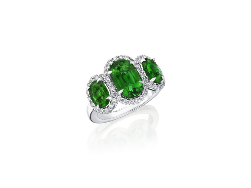 Oval Cut Emerald Halo Ring