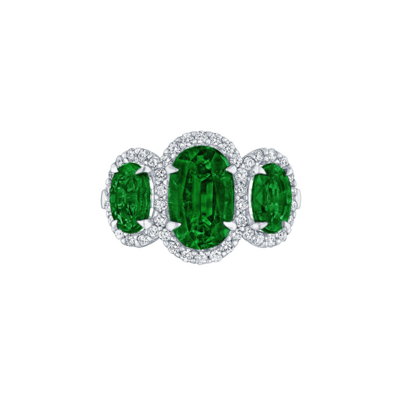 Oval Cut Emerald Halo Ring