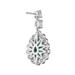 Pear Shape Cabochon Emerald & Diamond Earrings