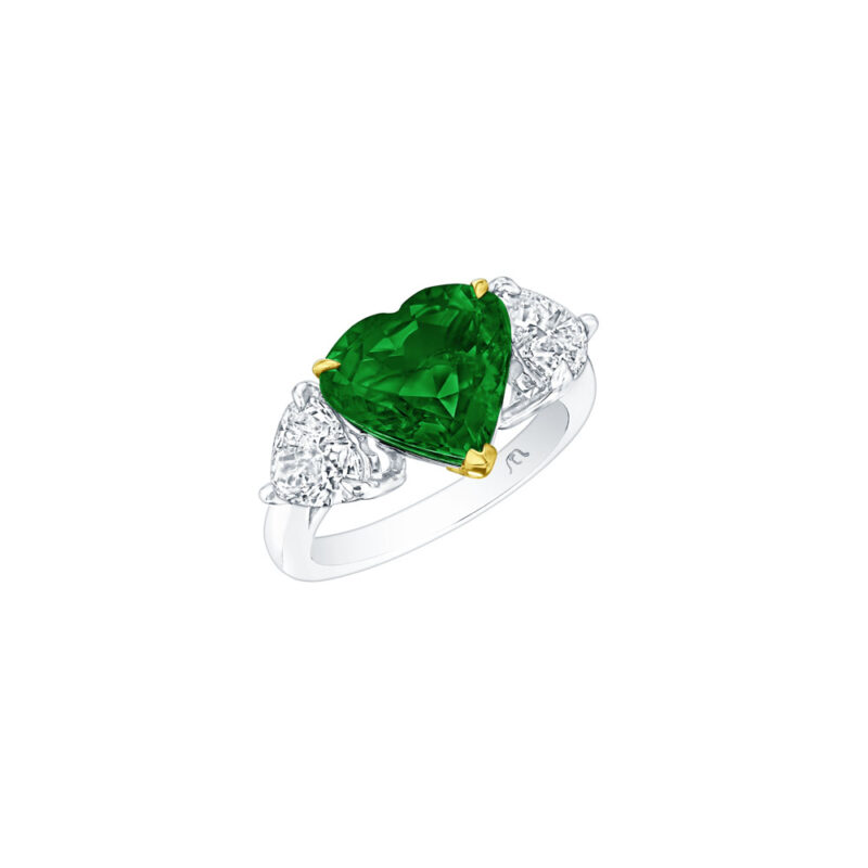 Heart Shape Emerald & Diamond Ring