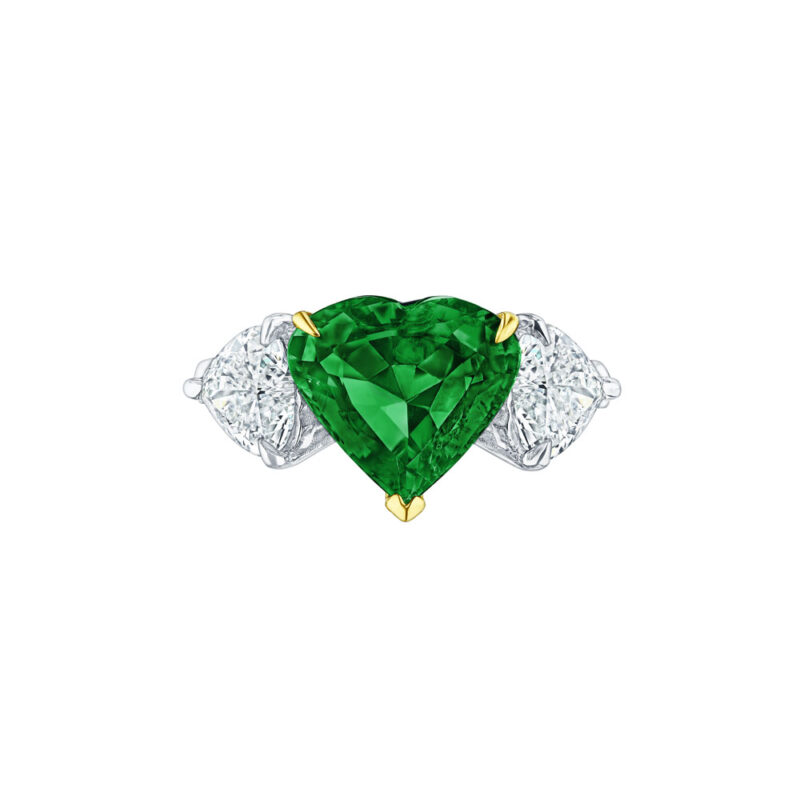 Heart Shape Emerald & Diamond Ring