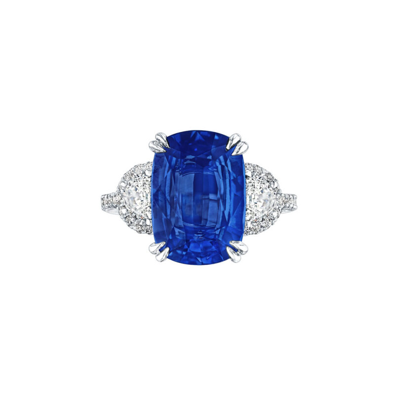 Cushion Cut Sapphire & Cadillac Ring