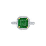Square Cut Emerald Halo Ring