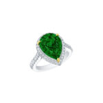 Pear Shape Emerald & Diamond Halo Ring