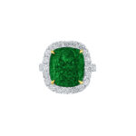 Cushion Cut Emerald & Diamond Halo Ring
