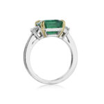 Emerald Cut Zambian Emerald & Half Moon Diamond Ring