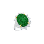 Oval Emerald & Heart Shape Diamond Ring