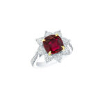 Cushion Cut Ruby & Heart Shape Diamond Ring