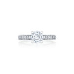 Round Diamond 3 Sided Pave Ring