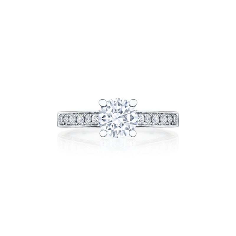 Round Diamond 3 Sided Pave Ring