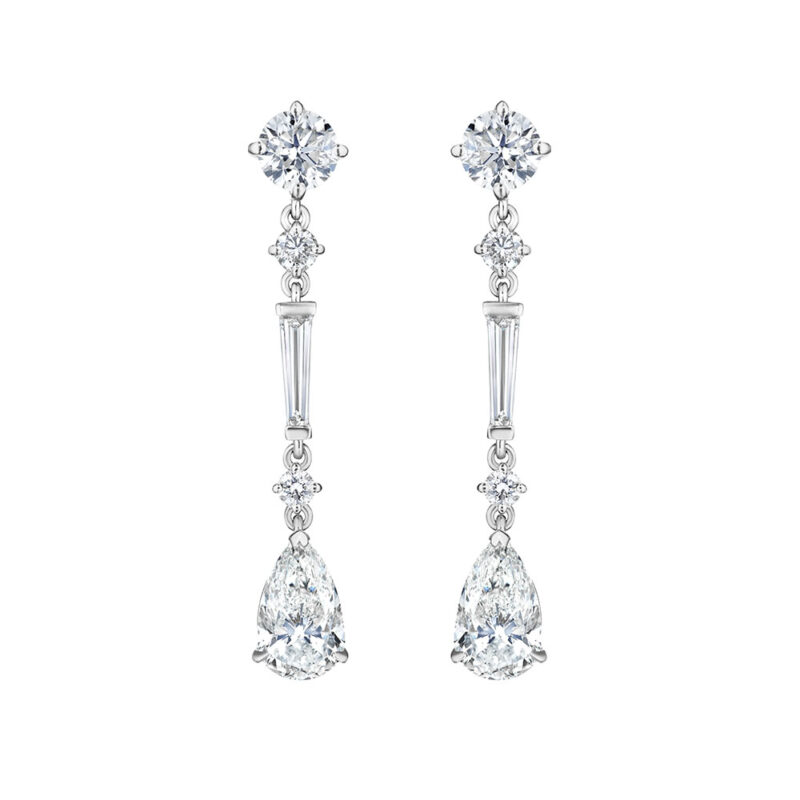 5.31ct Pear Shape & Baguette Diamond Earrings