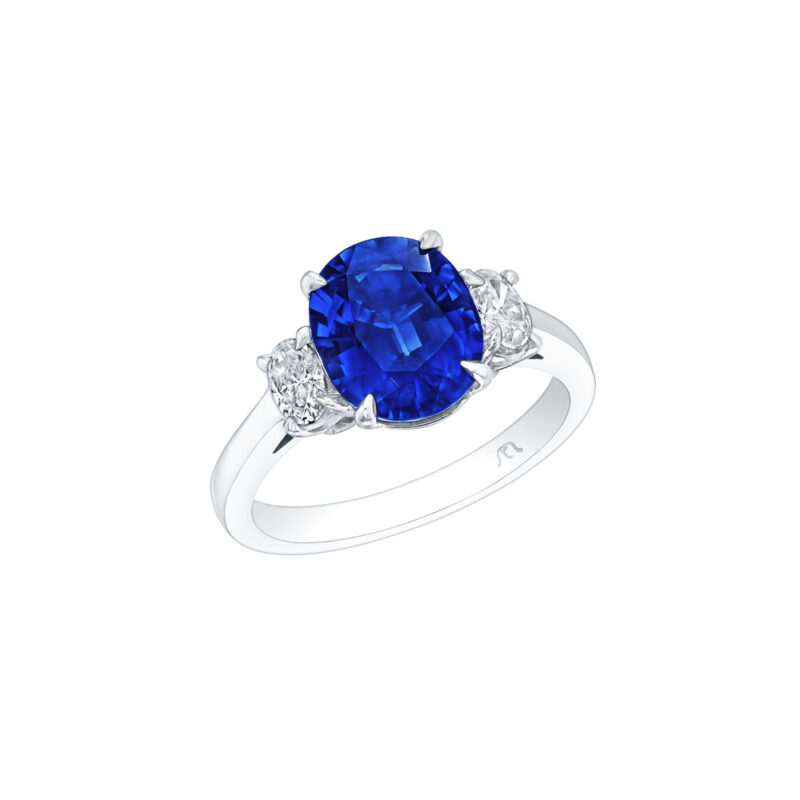 HM#5001 - Oval Sapphire & Diamond Ring