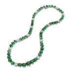 Round Emeral & Diamond Tennis Necklace