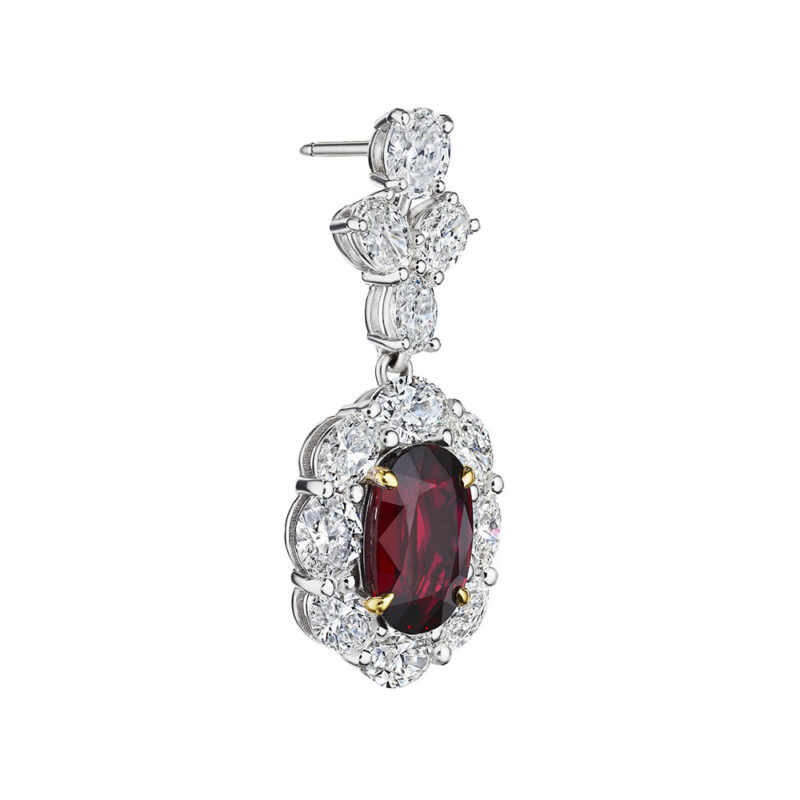 Oval Ruby & Diamond Earrings