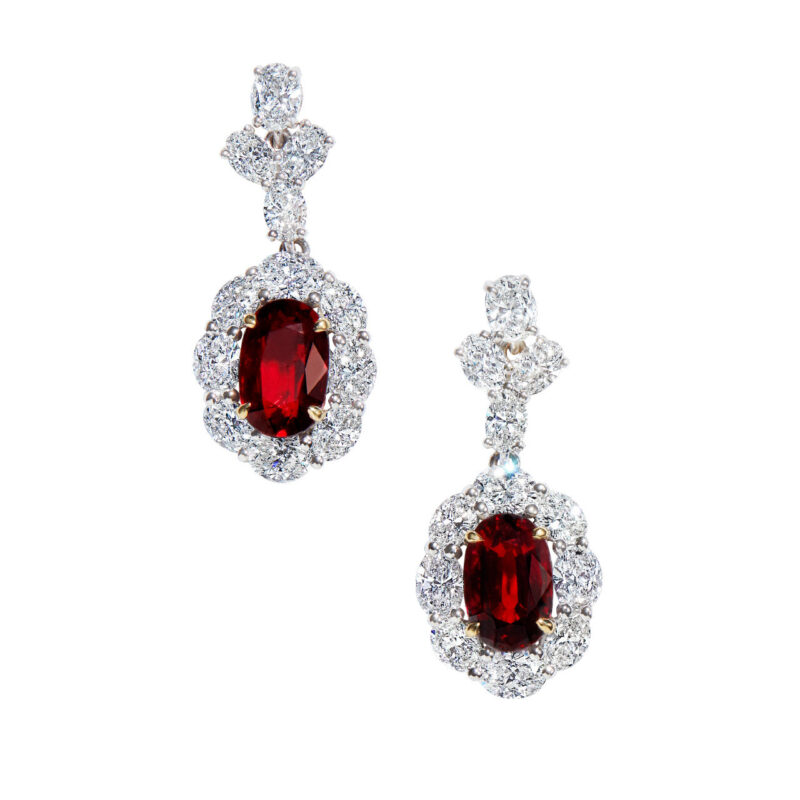 Oval Ruby & Diamond Earrings
