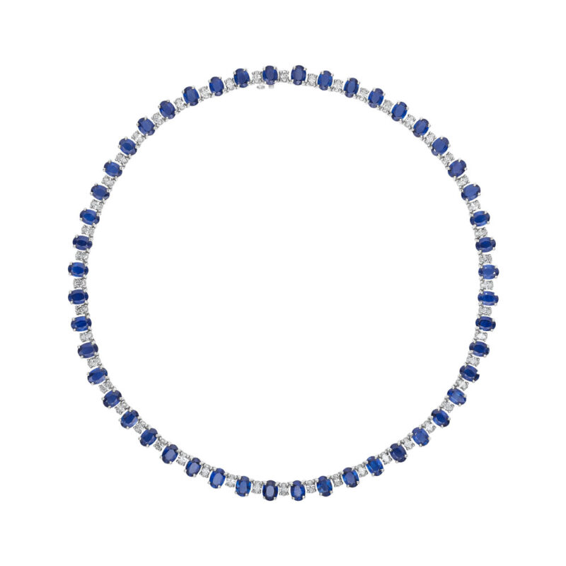 Oval Sapphire & Diamond Necklace