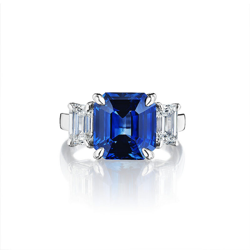 Emerald Cut Sapphire & Diamond Ring