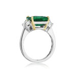 Emerald Cut Zambian Emerald & Cadillac Diamond Ring