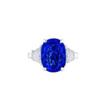 HM#5006 - Oval Sapphire & Half moon Diamond Ring