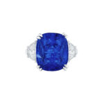 Cushion Sapphire & Half moon Diamond Ring