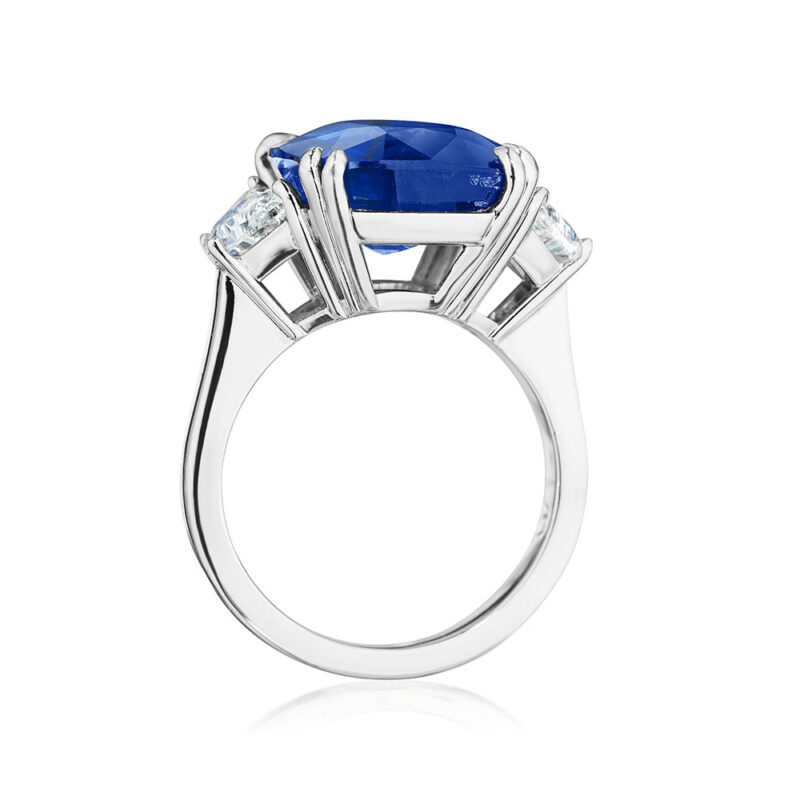 Cushion Sapphire & Half moon Diamond Ring
