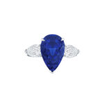 HM#5021- Pear Shape Sapphire & Diamond Ring