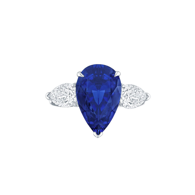 HM#5021- Pear Shape Sapphire & Diamond Ring